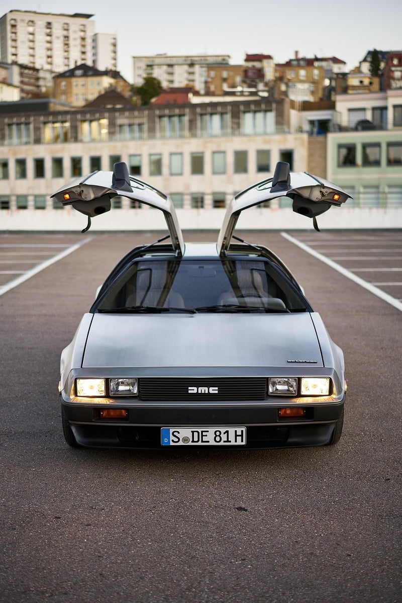 Delorean car with flux capacitor